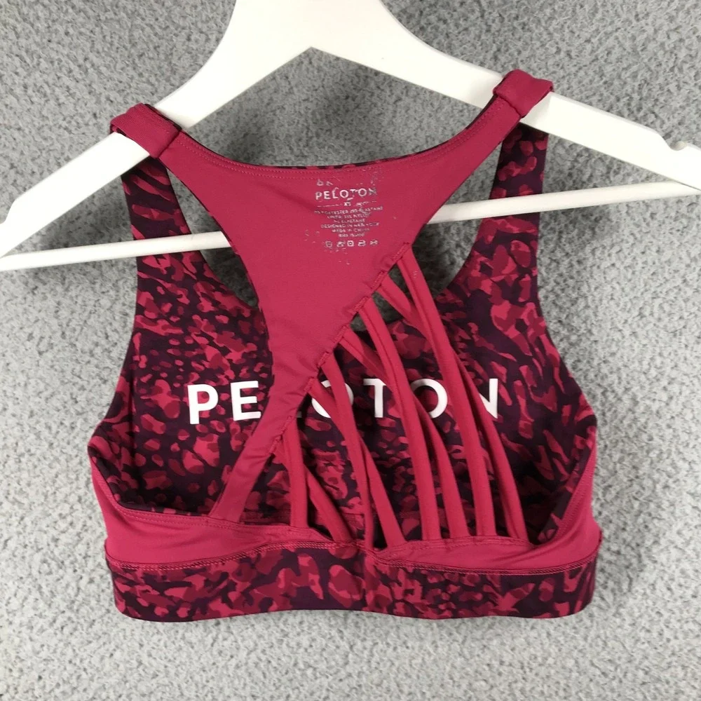 PELOTON Sports Bra Womens Size XS Cadent‎ Strappy Crimson Pattern w/ Padding